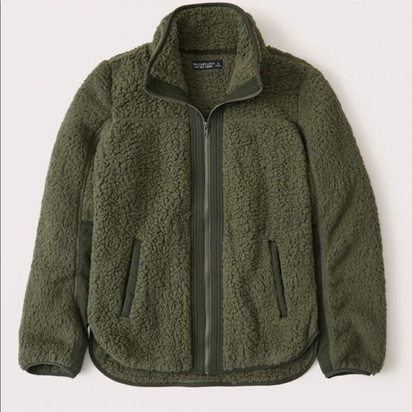 Abercrombie & Fitch Sweaters - <SALE! Abercrombie & Fitch Green Sherpa Full Zip Up
